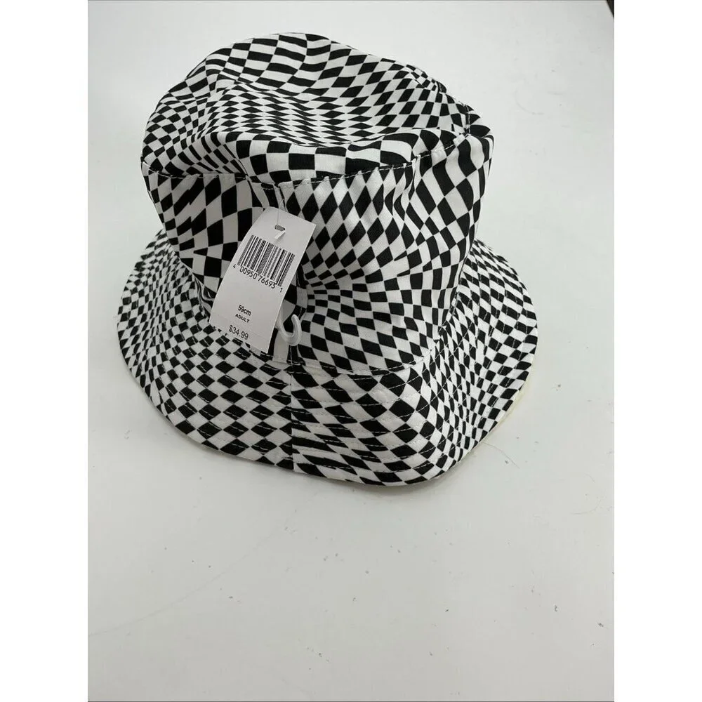 Disney White Rabbit Alice In Wonderland Checkboard Sherpa Bucket Hat